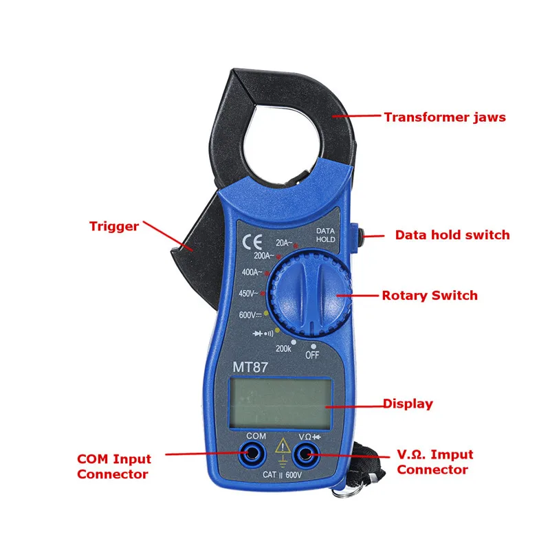 ALLSOME MT-87 Portable LCD Digital Clamp Meters Multimeter Amper Clamp AC/DC Voltage Tester Current Tester Meter CJ007
