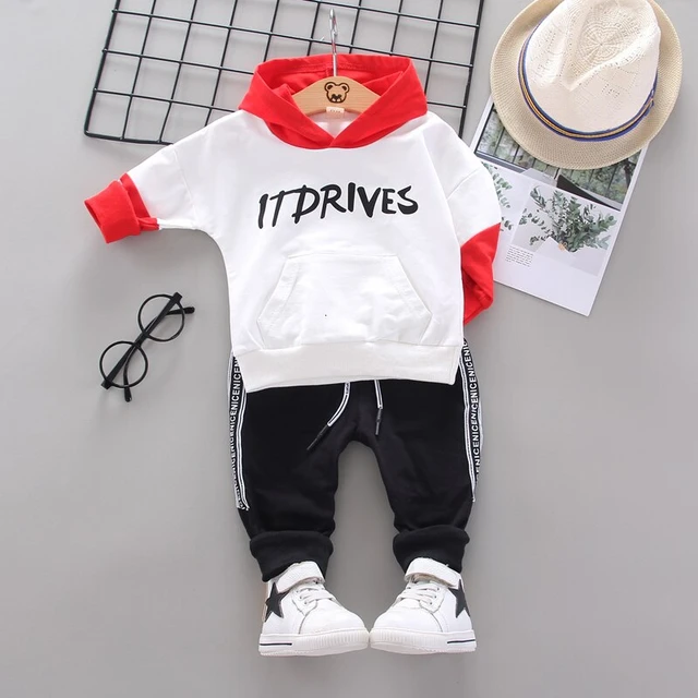 Spring Autumn Children Cotton Clothing Suit Baby Boys Girls Clothes Kids Sport Hoodies Pants 2Pcs/Sets Fahion Toddler Tracksuits XH newmao F White