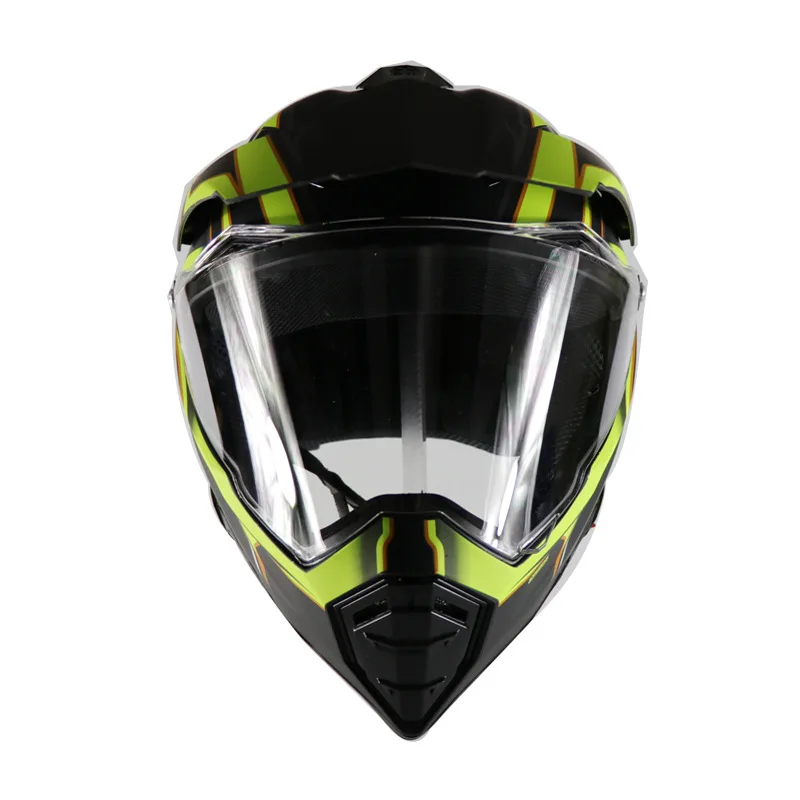 Helmet motorcycle helmet road cross-country racing dual-use lens off-road helmet ya black yellow