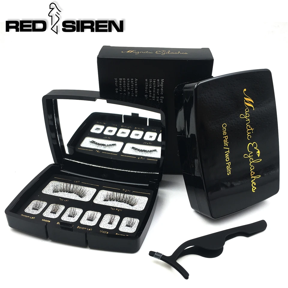 

RED SIREN 3D Magnetic Eyelashes Mink Lash Full Strip Lashes False Eyelash With Tweezers Double Magnet Fake Lashes makeup