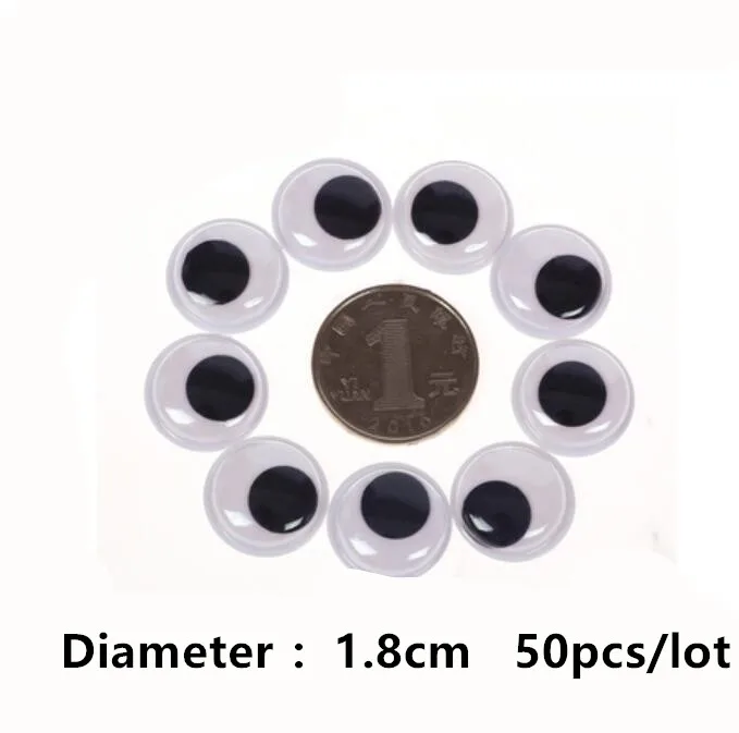 50 шт. 6-35 мм движущиеся глазные глазки пластиковые глаза скрапбук с клейкой наклейкой детские животные кукла игрушка рукоделие - Цвет: Eye 1.8cm 50pcs