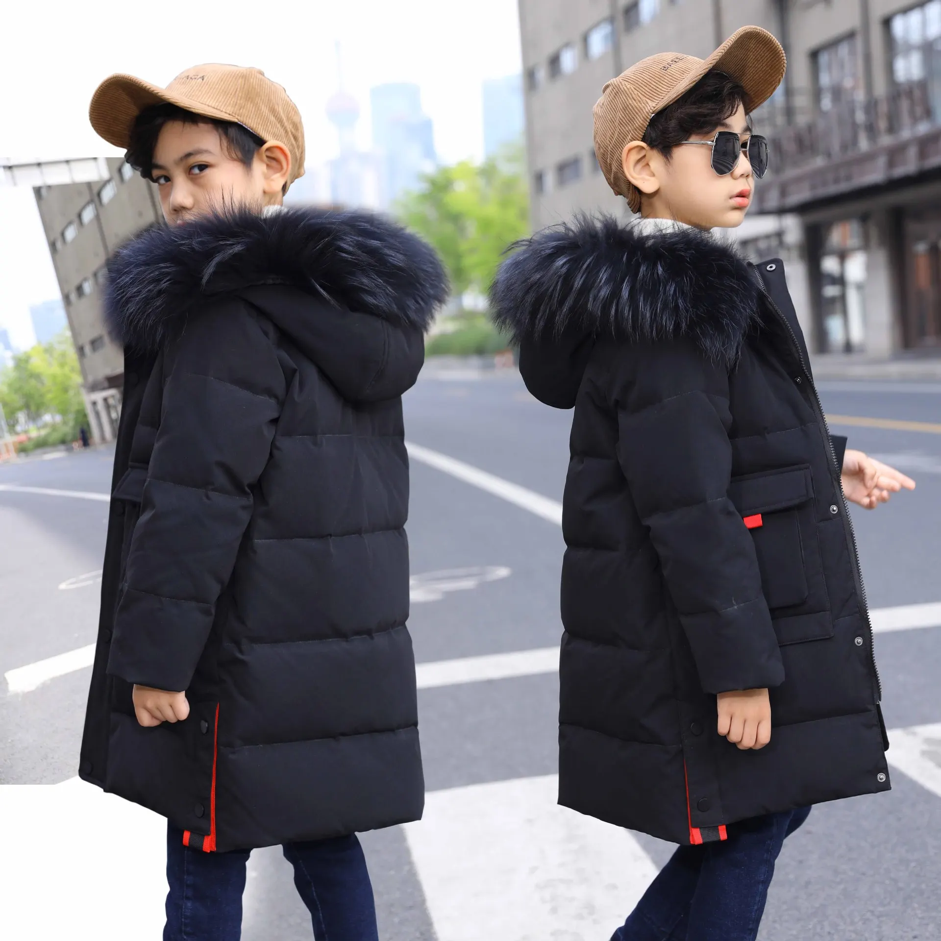 

Down Jacket for Boy 2019 -30 Degrees Russia Winter Children Hooded Warm Teenage Outerwear Kids Parka Coats with Fur Kids Coats