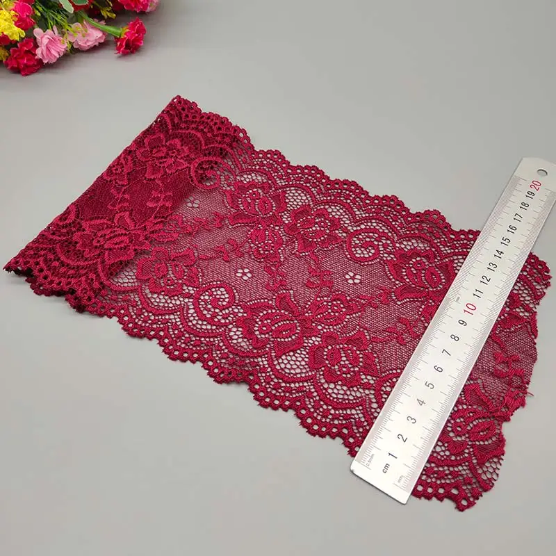 Lace Fabric 1Yard Flower Pattern 15CM Wide Elastic Lace Trim Ribbon Diy Craft Stretch