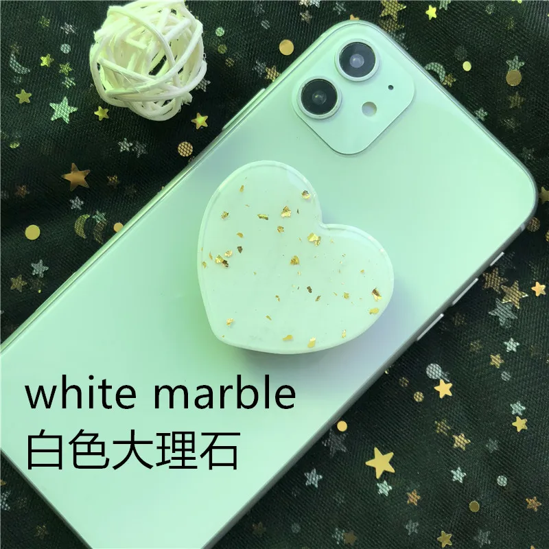 Подставка-держатель для телефона в форме сердца - Цвет: white marble