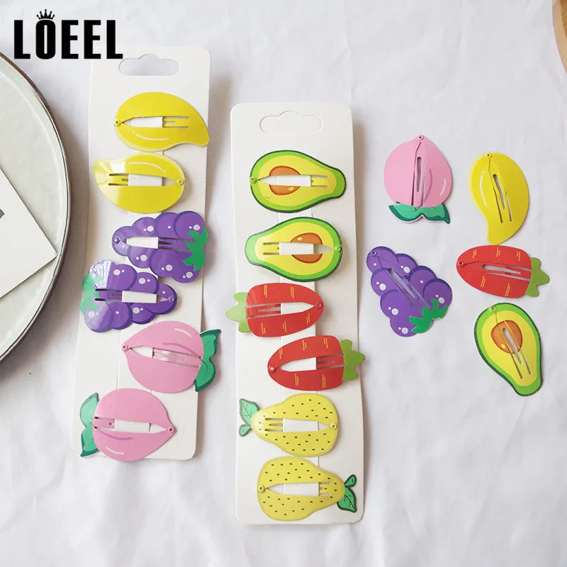 New Kids Hair Accessories 2-6Pcs/Set Painted Printing Fruit Hair Clips Headwear Set Cute Avocado Hairpins Headdress For Girls