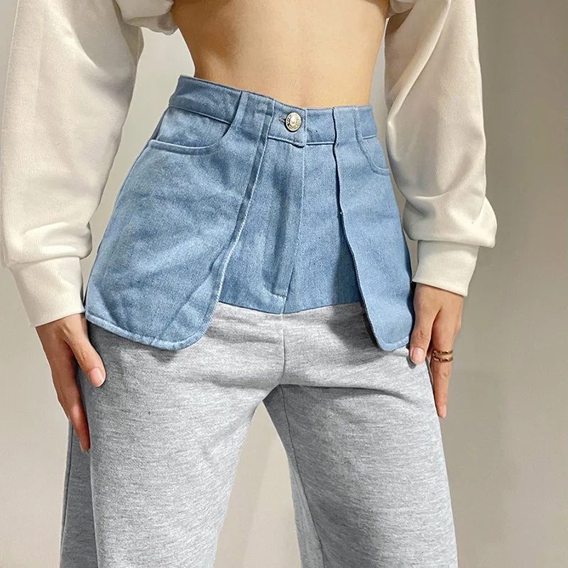 Patchwork Loose Pant for Women High Waisted Straight Leg Stretch Y2k Pants Girls Fashion Color Block Patch Trousers