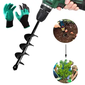

Planter Garden Auger Spiral Drill Ground Bit Flower Planter Bulb Shaft Drill Auger Yard Gardening Planting Hole Digger Tool