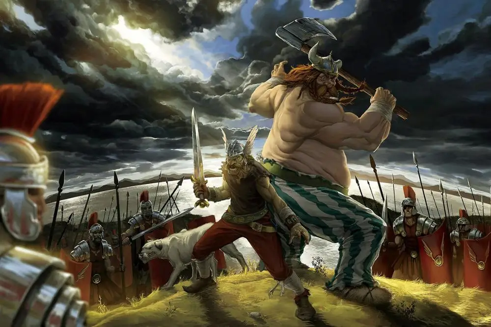 Постер из ткани на заказ (рамка доступна) Asterix и Obelix аниме PDM203 для настенного