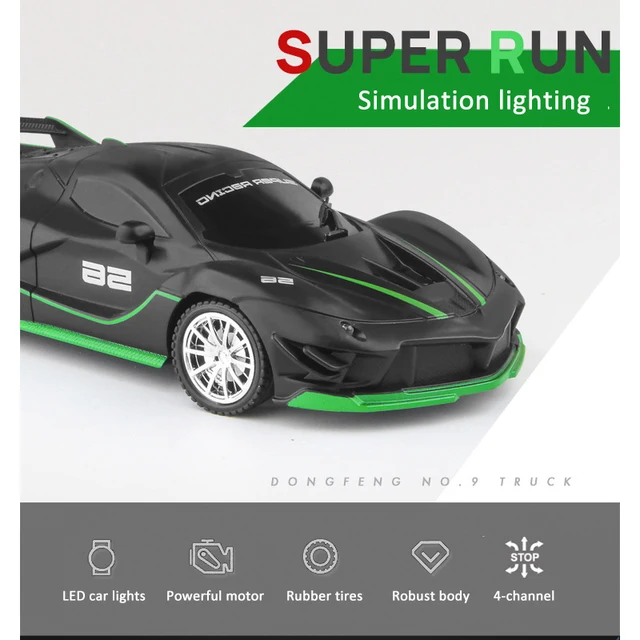 1:16 4 Channels RC car With Led Light 2.4G Radio Remote Control Cars Sports Car High-speed Drift Car Boys Toys For Children 30M 3