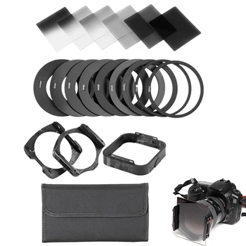 

21pcs Gradual Changing Neutral Density ND2 4 8 Square DSLR With Holder Professional Filter Kit Photography Adaptor Ring