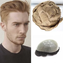 YY парики блонд человеческие волосы парик для мужчин 6 дюймов кудрявая кожа ПУ remy волосы заменить мужчин t система шиньоны 5x7-8x10 базовый размер