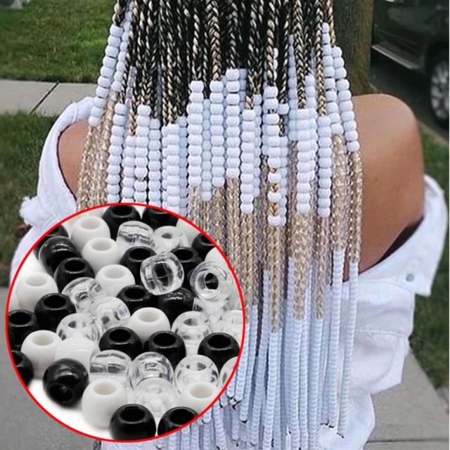100pcs/bag Women Hair Braid Beads Antique Dreads Decoration Pendants Men  Kids Clear White Black Africa