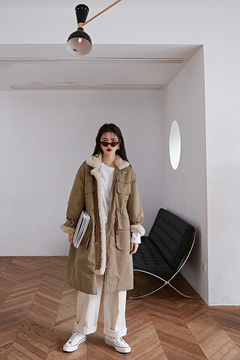 Зимнее модное женское пальто на молнии, однобортное, с мехом внутри, с карманами, с длинными рукавами, с меховым воротником, ветровка XX037