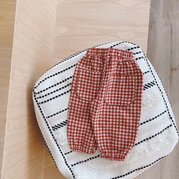 

Baby Boys Girls Plaid Capri-Pants Summer 2020 Loose Fashion All-match Casual Pocket Pants