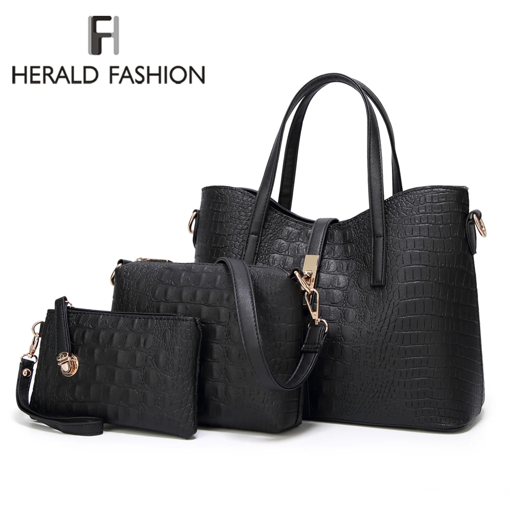 Herald Fashion 3 шт./компл. женские сумки кожаные на плечо Женская Большая вместительная