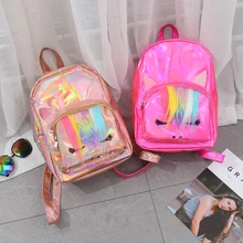Новинка, рюкзак с изображением единорога, разных цветов, с блестками, с изображением единорога, модная, искусственная кожа, милая, дорожная сумка, голограмма, прекрасная, вместительная, повседневная сумка