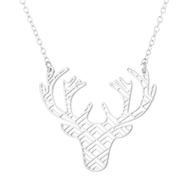 Trendy Origami Antler Pendant Necklace Retro Elk Deer Horn Necklace Choker Fashion Jewelry for Women Men Christmas Gift