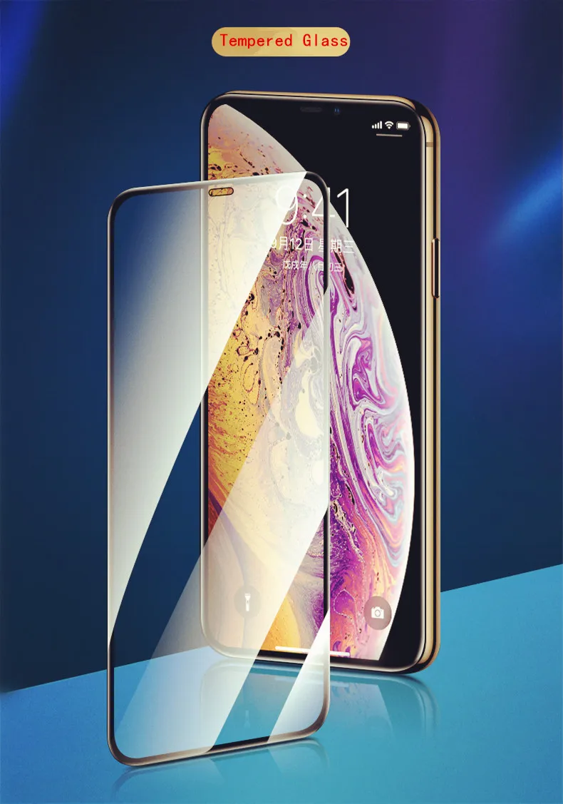 Полное покрытие закаленное стекло для iphone 11 Pro X XR XS MAX защита экрана защитное на