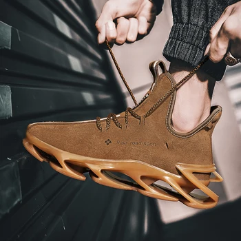 

Men's Clunky Sneaker Dorky Dad Shoes Winter Blade Sole Popcorn Sole Elastic Lace-up Casual Shoes White Men's Shoes Tide Shoes