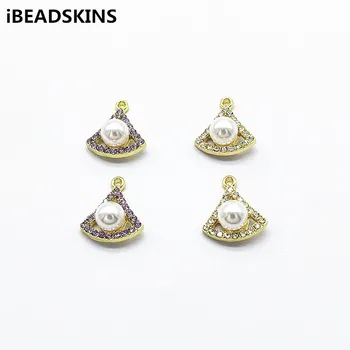 

New arrival!18x15mm100pcs Imitation pearls/Rhinestone sector Charm for Earrings DIY parts,Jewelry Earrings Findings & Components