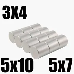 5 10 20PCS/Lot 3x4mm  5x7mm  5x10mm Magnet Hot Small Round Magnet Strong magnets Rare Earth Neodymium Magnet