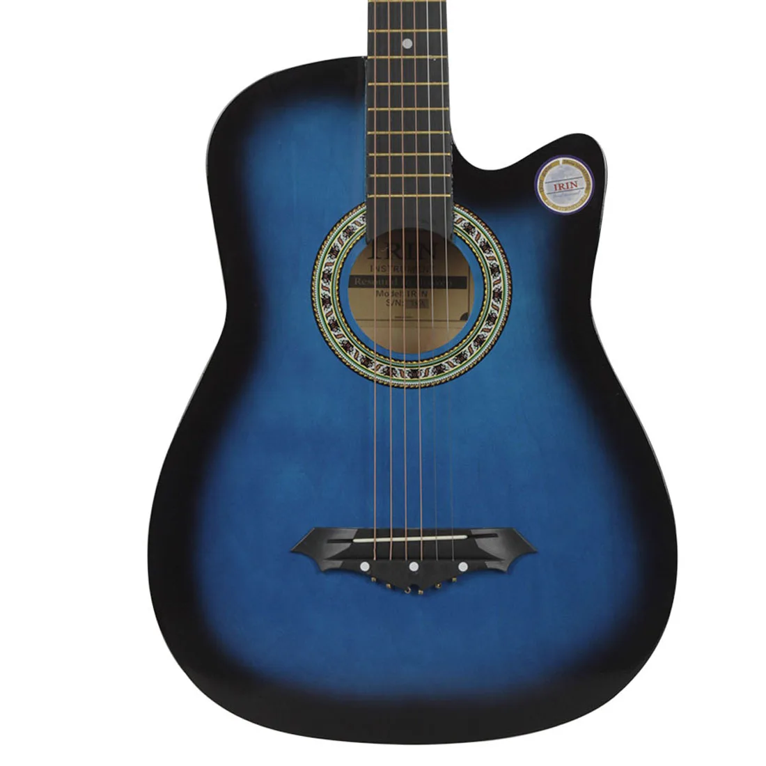 38 дюймов гитара акустическая народная гитара для начинающих 6 струн липа классический струнный инструмент для начинающих - Цвет: Синий