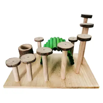 

Wooden Hamster Nibble Molar Toy Playground Activity Climb Platform Rat Hideouts X6HC