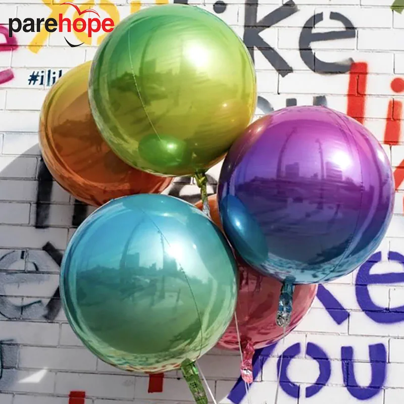 3pcs 22inch Gradient Color 4D Balloon Birthday Wedding Party Decoration Round Metal Balloon Photo Props Baby Shower Kids Toys 0