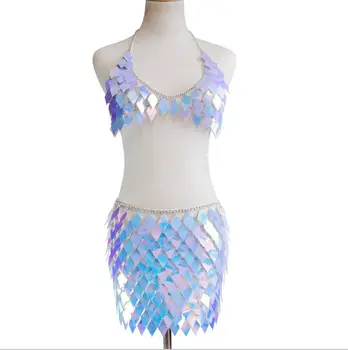 

Sexy Plastic Sequins Necklace Body Chain for Women Belly Chain Beach Bikini Summer Bra Dress Party Body Jewelry