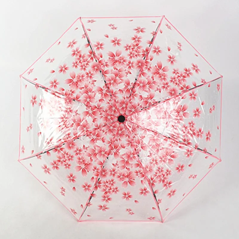

Tri-fold Fully Automatic Folding Clear Umbrella Fashion Ultra Light Male and Female Students Dual-use Umbrella Gifts