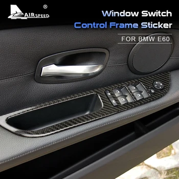 

AIRSPEED Carbon Fiber for BMW E60 M5 520i 520d 530i 550i Accessories Interior Trim Car Window Switch Control Frame Cover Sticker