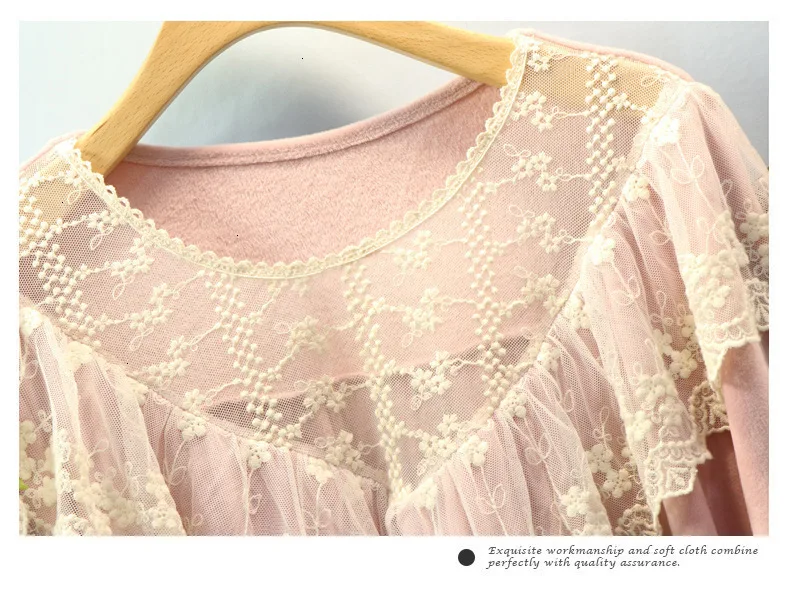 SP&CITY High Quanlity Patchwork Lace Pajamas Female Winter Ruffles Cuff Women's Warm Pajamas Home Clothing Sleepwear Lingerie