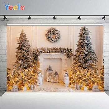 

Yeele Merry Christmas Fireplace Photo Background Photophone Yellow Lights Photography Backdrops for Decoration Customized Size