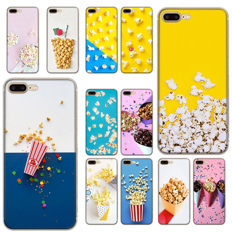 

Mobile Phone Case Tpu For iPhone X XS Max XR 6 6S 7 8 Plus 5 5S SE Hard Cover Popcorn Phone Background Shell