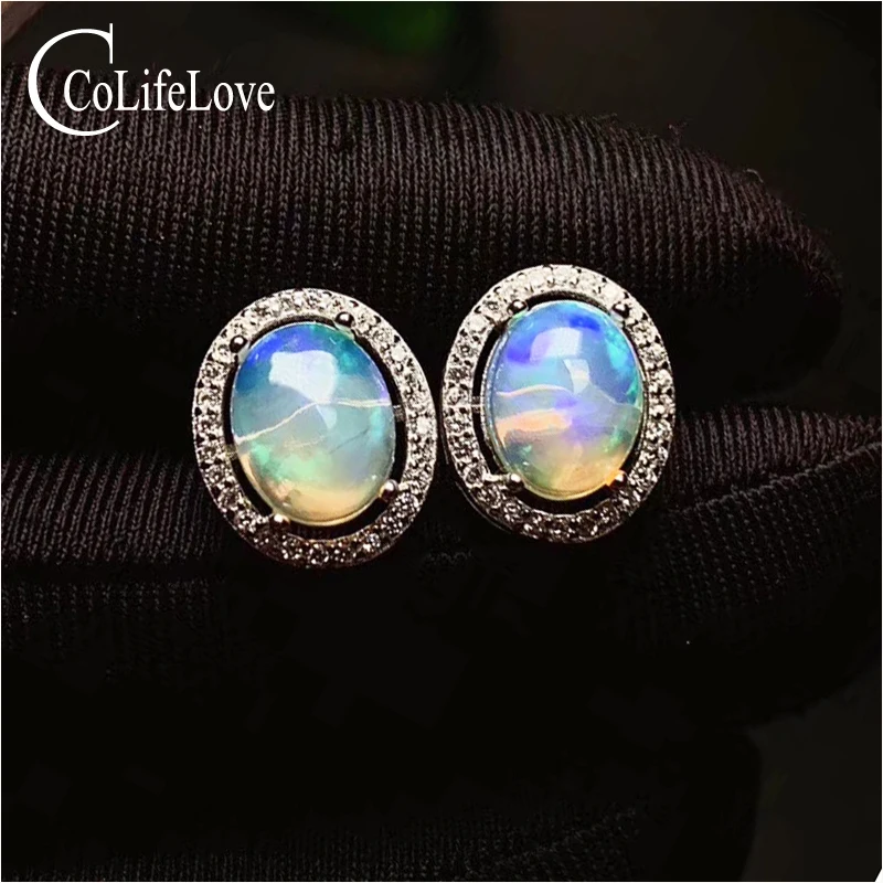 

CoLife Jewelry 100% Natural Opal Earrings 5*7mm 100% Real Australia Opal Earrings Fashion 925 Silver Opal Jewelry