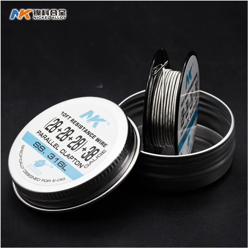 NK ss316l тройной Сплавленный провод катушки clapton 26x 3/38ga 10ft катушка ss 316l параллельный