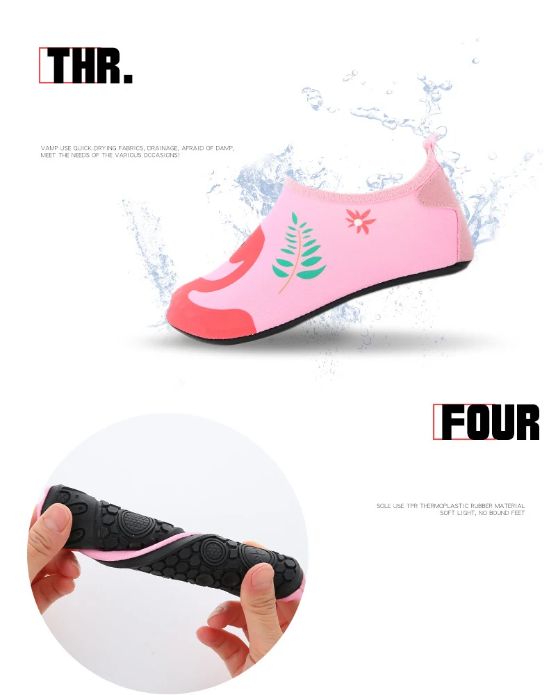 Дети водные виды спорта единорог; Фламинго кроссовки для мальчиков и девочек босиком носки для купания Быстросохнущие кроссовки детские пляжные шлепанцы для серфинга сандалии