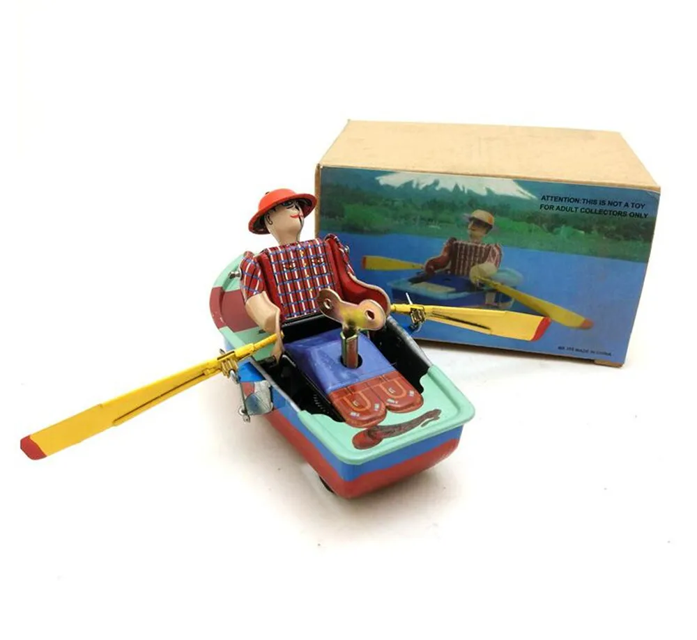 Винтажная Ретро лодка оловянная Игрушка классический заводной механический ветряной гребли оловянная игрушка для взрослых детей коллекционный подарок