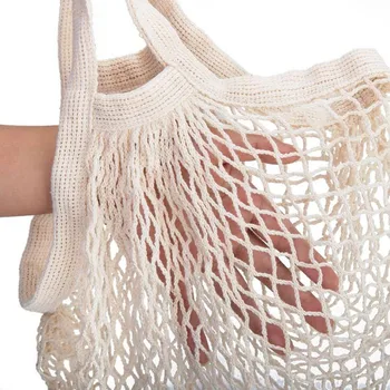 

36X35CM Hand Made Reusable Vegetable Fruit Mesh Bag Eco Friendly Cotton Hollow Woven Mesh Shopping Net Bags Photography Prop