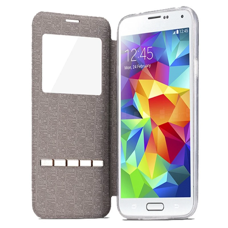 Кожаный флип чехол с окошком для Samsung Galaxy A3 A5 A6 A7 A8 J5 J7 J510 J710 MAX G530 J6 J4 plus функция