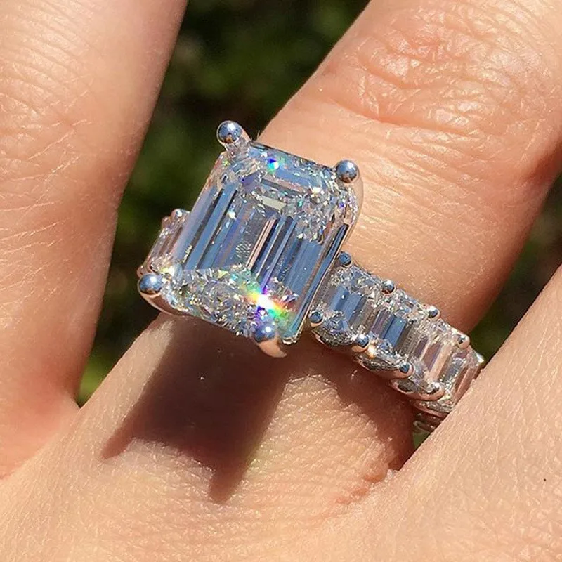Женское высококачественное Большое Квадратное свадебное фианитовое кольцо AAA серебряного цвета обручальное кольцо для женщин - Цвет основного камня: 15805