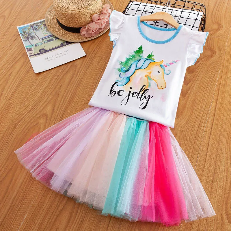 Новое летнее платье для девочек с единорогом Детская одежда Детские платья с единорогом платья для девочек Детские платья для девочек - Цвет: DX16-3