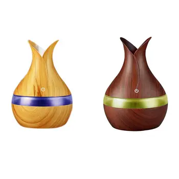 

2set 300Ml Mini USB Air Humidifier Electric Aroma Diffuser Aromatherapy Deep Wood Grain & Light Wood Grain