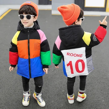 

Children Winter Down Jackets Color matching Loose Down Coats Kids Thick Outerwear For Boys Girls 2-7 Years