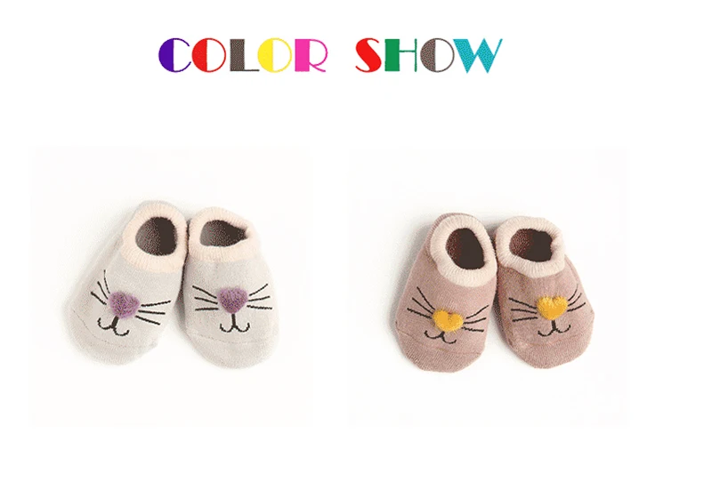 Теплые детские носки на осень и зиму с рисунком кота из мультфильма; махровые плотные нескользящие носки для малышей; носки-тапочки для матери и ребенка