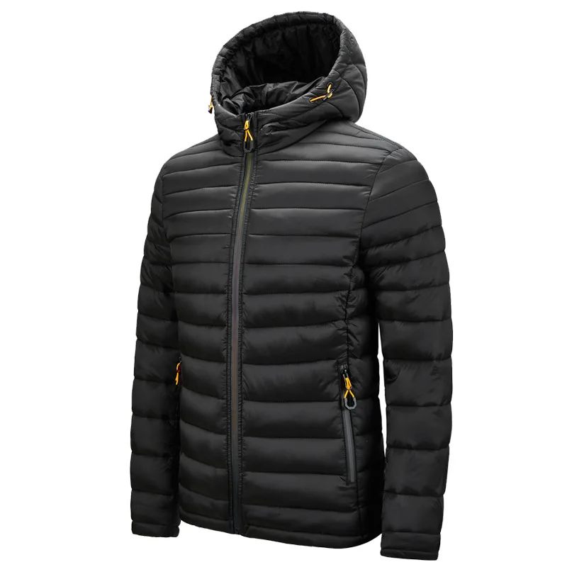 

2020 New Solid Color Bubble Coat Men Casual Hoodied Warm Zipper Mens Jackets and Coats Winter Fashion Simple Men's Coat