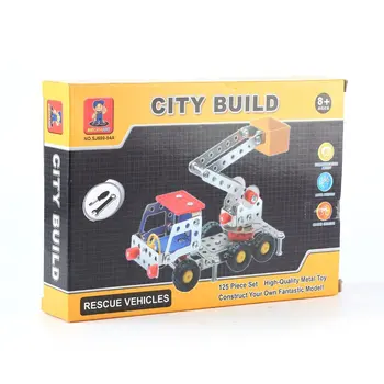 

Kids Innovative City Metal Build Blocks Toy Metal DIY Model Vehicle Car Education Improve Move Artifice with Tools toys for boy