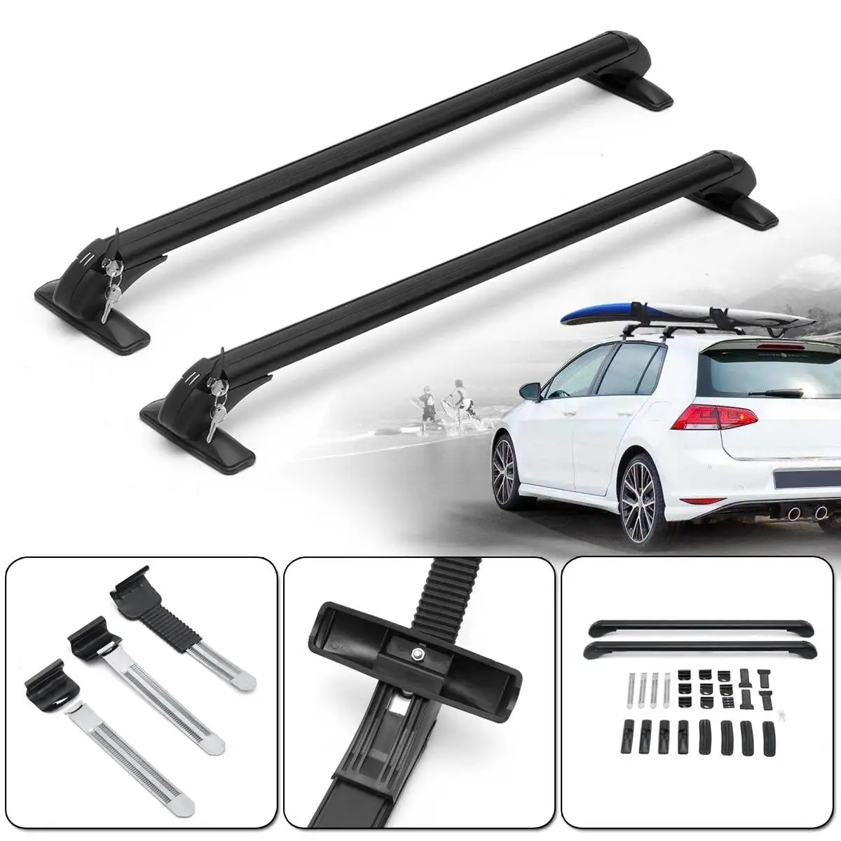 2pcs 105cm Aluminum Car Roof Rack Roof Racks Cross Bars Luggage Carrier