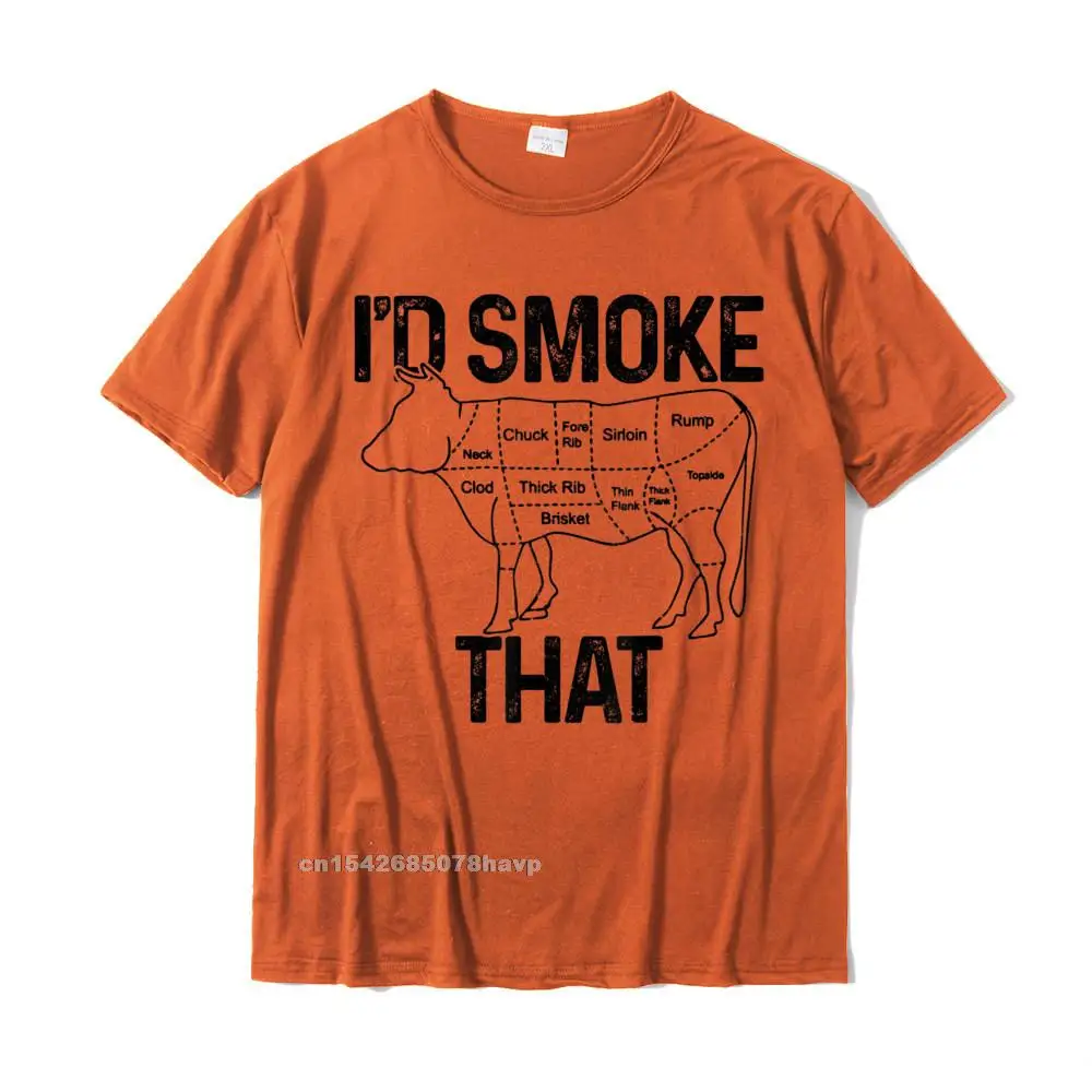 Cool Normal Normal Short Sleeve Summer Tops & Tees Cute O-Neck Cotton Fabric Tops Shirts Men T Shirts Top Quality Mens Chef Butcher Cook BBQ Id Smoke That Cow Beef Funny Gift T-Shirt__21514. orange