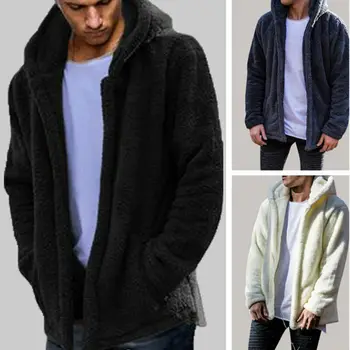 

2019 New Mens Casual Winter Teddy Bear Pocket Coat Fleece Fur Jackets Hoodies Outwear